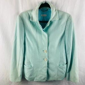 Agnona 100% Cashmere Cupro Lined Mint Pastel Green Single Breasted Blazer Sz 10 - Picture 1 of 10