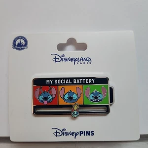 DISNEYLAND PARIS STITCH MY SOCIAL BATTERY PIN - Picture 1 of 1