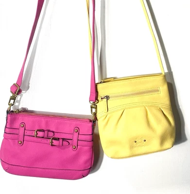 Stone Mountain & Merona Women's Crossbody Bags Purses Yellow & Fuschia Set of 2 - Image 1 of 4