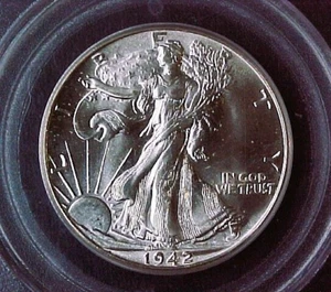 BLAST WHITE 1942-P PCGS MS-66 WALKING LIBERTY SILBER HALF DOLLAR PCGS - Bild 1 von 3