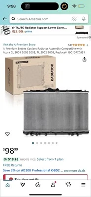 НОВЫЙ 2002-2003 ACURA TL 3.2L V6 A/T СОВЕРШЕННО НОВЫЙ РАДИАТОР ACURA CL V6 2001-2003 - Изображение 1 из 4