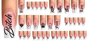 Envoltura Uñas Tatuaje Tendencia Vida Muerto Amor Dolor Perra Reina Diva Diamante Corona Dedo - Imagen 1 de 21