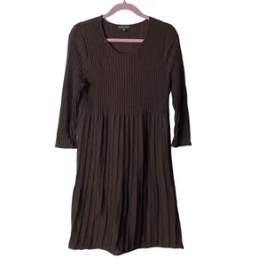 Vestido de Lana Eileen Fisher Talla S Marrón Plisado Acanalado Ligero Suéter Tejido - Imagen 1 de 13