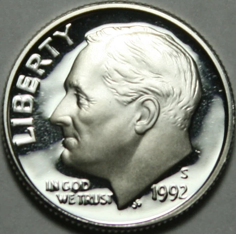 1992-S Roosevelt Dime 90% Silver Proof Nice Coin Handled With Care Cover