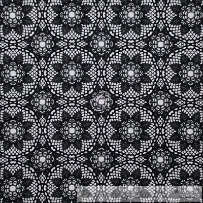 BonEful FABRIC FQ Cotton Quilt White Black B&W Lace Damask Gothic American Girl - Image 1 of 4