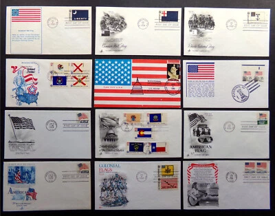USA FLAG STAMP COVER LOT: 12X Mixed Vintage American Colonial State Bicentennial - Image 1 of 4