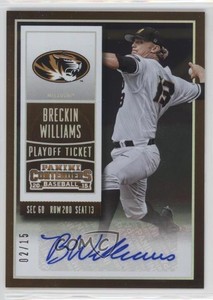 2015 Panini Contenders Prospect Playoff Ticket /15 Breckin Williams #44 Auto