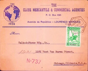 Lourenco Mosambik Portugal 1941 Talk A Phone Cover nach Chicago USA - Bild 1 von 2