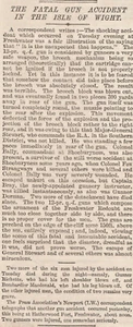 1901 Fatal Gun Explosion At Fort Redoubt Isle of Wight, Original News Cutting - Picture 1 of 1