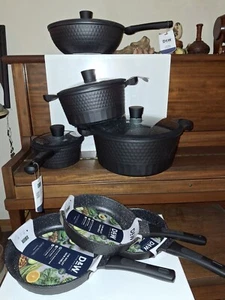 D&W Deane and White 11 Piece Cookware Skillets And Casseroles BLACK NEW - Picture 1 of 20
