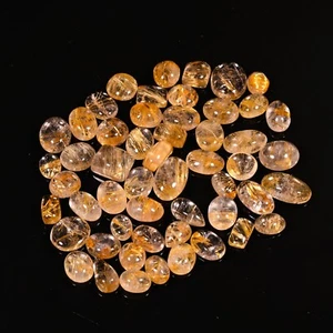 GOLDEN RUTILE QUARTZ CABOCHON GOLDEN RUTILE GEMSTONE LOT ON WHLOESALE PRICE - Picture 1 of 4