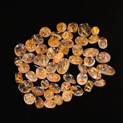 GOLDEN RUTILE QUARTZ CABOCHON GOLDEN RUTILE GEMSTONE LOT ON WHLOESALE PRICE - Image 1 of 4