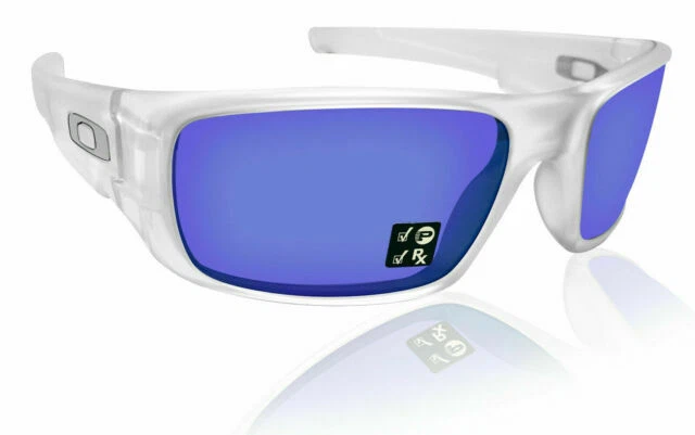 Oakley Crankshaft Men's Polarized Rectangular Sunglasses - Matte Clear/Violet Iridium