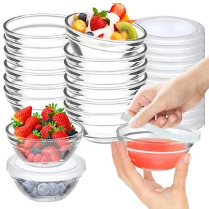 12 Pack 2.5oz Glass Bowls with Lids Condiment Containers for Dips Nuts Candy - Picture 1 of 7