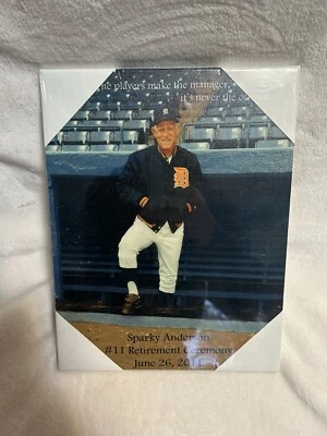 #11 SPARKY ANDERSON 2011 TIGRE DE DETROIT BÉISBOL CEREMONIA DE RETIRO LONA Foto 1 de 4