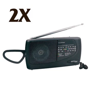 2X Lloytron ''Sports'' 3 Band DC Personal Sports Radio With Earphones - Black - Picture 1 of 3