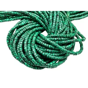 Malachite Gemstone Heishi Disc Tyre Shape Beads Strand Size 4x2mm Green Malachit - Picture 1 of 7
