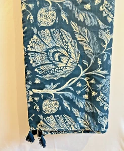 Threshold 100% Cotton Blue Table Throw w/ corner tassel 50" x 50" Square - Picture 1 of 1