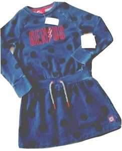 NWT Gap"Genius" Ellen DeGeneres Blue Polka Dot Long Sleeve Kid Girl Dress S(6-7) - Picture 1 of 8