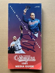1991 Texas Ranger Media Guide Signed by BB Hall of Fame Pitcher Nolan Ryan. - Picture 1 of 3