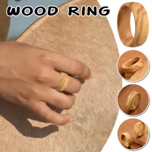 1pcs Natural Wood Ring Domed Wedding Band Ring Finger Ring Retro Jewelry Gift - Picture 1 of 13