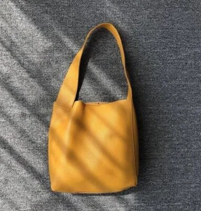Minimalist Leather Bucket Tote Bag, Genuine Leather Women's Shoulder Bag - Picture 1 of 14