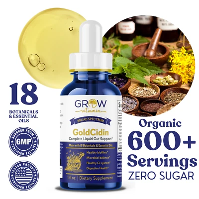 Grow Vitamin Bio GoldCidin suplemento de saúde intestinal elimina irritantes e biofilmes - Imagem 1 de 4