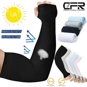 1/2 Pairs Arm Sleeve Sports Elbow Brace Support Wrap Compression UV Protection - Picture 1 of 17