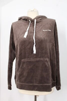 Sudadera Top Hale Bob L Terciopelo Marrón Con Capucha Canguro Bolsillo Foto 1 de 4