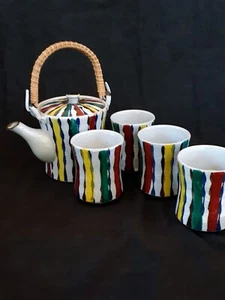 Vintage Stoneware teapot w. 4 cups - Picture 1 of 13