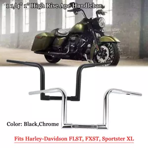 For Harley Sportster Handlebars 1-1/4" Ape Hangers 10" Rise Fat MINI Ape Bar - Picture 1 of 9