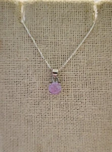 Sterling Silver Created Pink Opal Necklace Round Pendent Sterling Box Chain - Picture 1 of 6