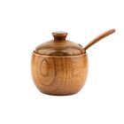 180Ml/6Oz Wooden Seasoning Jar with Lid and Spoon,Kitchen Retro Salt Shaker1768