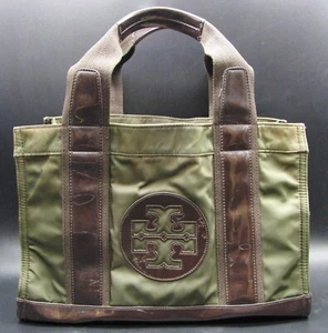 Tory Burch Vintage Fashion Army Green Bag Tote Essentials Nylon Handtasche B033 - Bild 1 von 9