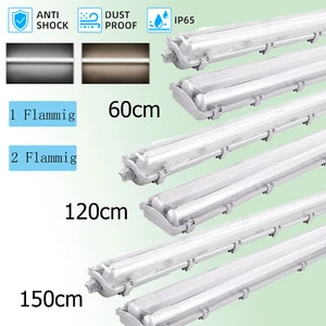 60cm 120cm 150cm LED Feuchtraumleuchte Wannenleuchte Keller Garage Röhre Lampe - Bild 1 von 53