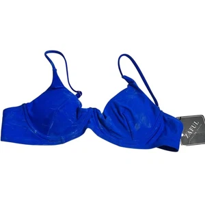 Top de bikini Zaful Cerulean azul y blanco con aros nuevo con etiquetas talla pequeña vacaciones de verano - Imagen 1 de 7