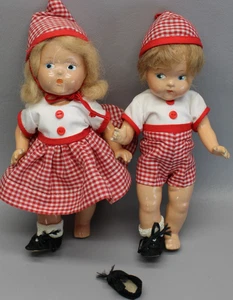 Vintage Vogue Toddles boy & girl doll Composition Jack Jill 8" - Picture 1 of 17