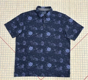 Joseph Abboud Mens XL Indigo Blue Casual Cotton Polo Shirt Floral AOP Blue - Picture 1 of 18