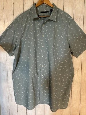 Perry Ellis Button Up Shirt SZ 2XLT Short Sleeve Paisley Cotton Casual - Image 1 of 4