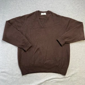 Ballantyne Cashmere Sweater Mens 50 Brown Knit V-Neck Lightweight Scotland Made - Picture 1 of 13