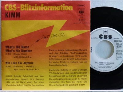 Kimm -What's His Name What's His Number  (Promo)  D-1977   CBS 5546  woc. - Bild 1 von 2
