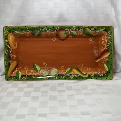 LAURIE GATES WARE Bandeja grande rectangular para servir de cerámica de porcelana Foto 1 de 2