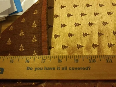 Brocado satinado~mezcla de seda~impresión de hojas~oro/marrón~9"x28" Foto 1 de 4