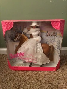 Vintage 1998 Mattel Winter Ride Gift Set Barbie Doll with Horse - Picture 1 of 6