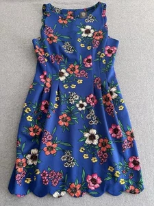 Vestido Floral VINCE CAMUTO Flor Amapola Talla 14 Azul Bolsillos Jardín Boda - Imagen 1 de 18
