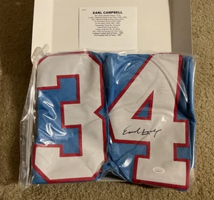 Autographed/Signed EARL CAMPBELL HOF 91 Houston Blue Jersey Beckett JSA COA - Picture 1 of 4