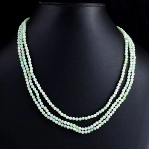 3 Strand Amazing Cut Green Chrysoprase 126 00 Cts Beaded Necklace VK 03 E668 - Picture 1 of 5