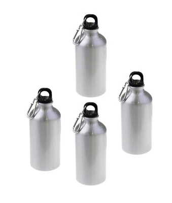4 pcs Aluminum White Sport Thermos Flask w/Carabine Sublimation Heat Transfer  - Image 1 of 4