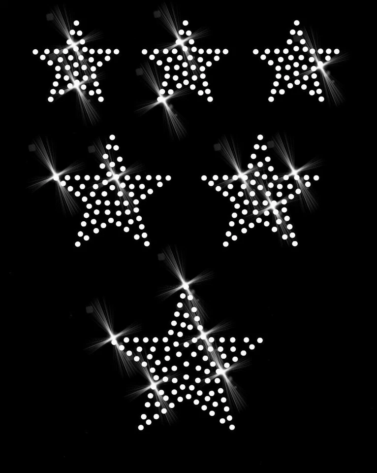 Hotfix Strass Aufbügeln Bügelbild Ornament Applikation 6 Sterne Stern  - Bild 1 von 1