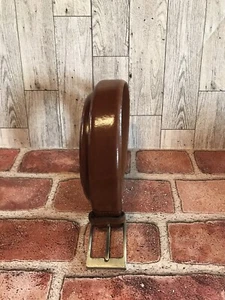 Brauner vollnarbiger Herren 50" vollnarbiger italienischer Ledergürtel Messingschnalle - Bild 1 von 8